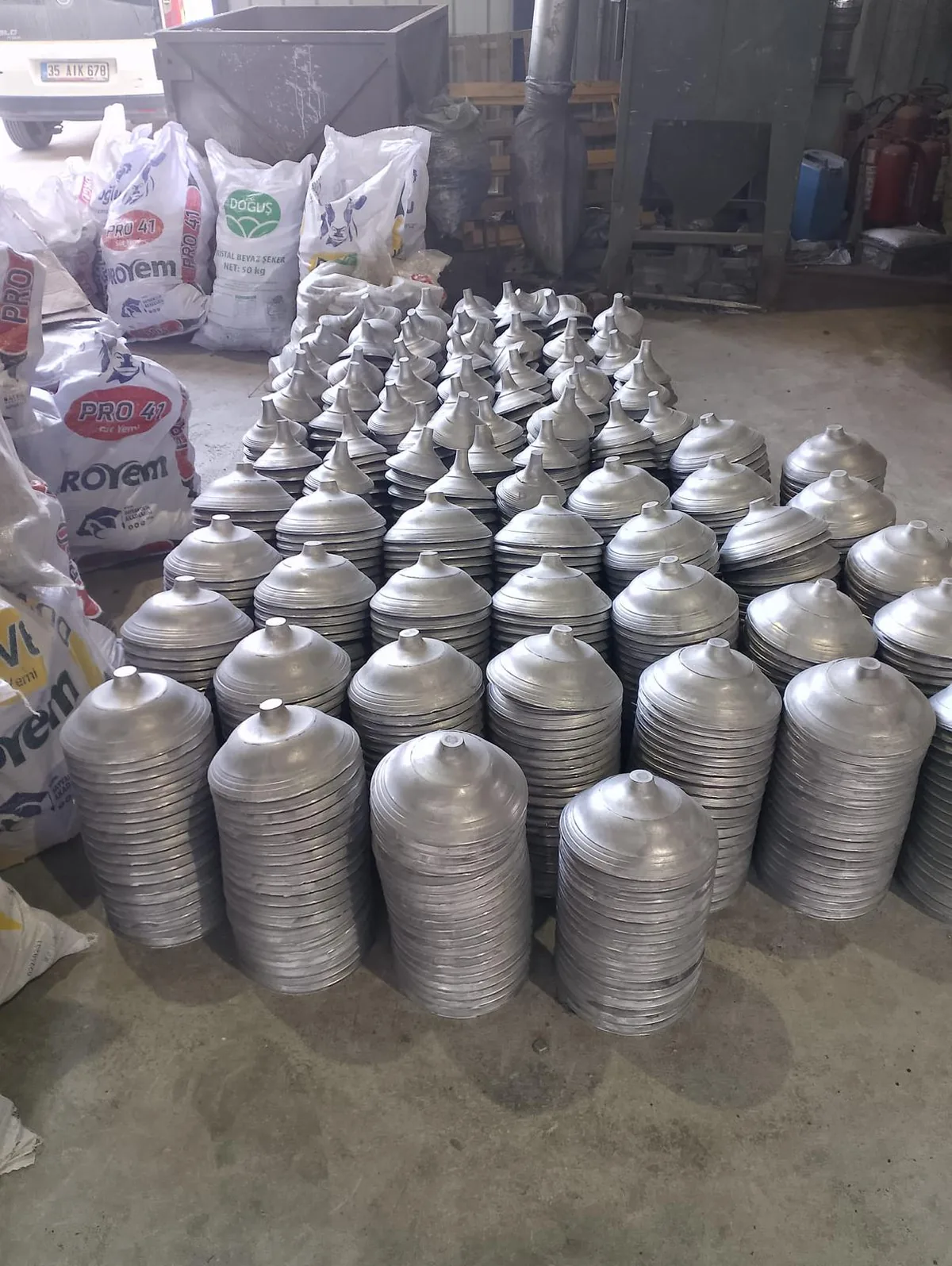 Cast aluminium components before finishing